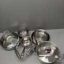 P&P CHEF 3-Ply Stainless Steel Pots and Pans Set, 10 Pcs Stainless Steel Cookware Sets for Kitchen, Induction Non-toxic Kitchen Cooking Set w/Fry Pans, Saucepans, Stockpot, Saute Pan