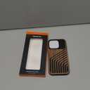 TENDLIN Compatible with iPhone 17 Pro Case Wood Grain with Carbon Fiber Texture Design Leather Hybrid Slim Case (Hairline)