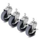 Caster Wheels, 3" Locking Swivel Stem Casters Set of 4, M10-1.5x25mm(Screw Diameter 10 mm, Length 25 mm) Rubber Casters with 360 Degree No Noise Wheels for Furniture