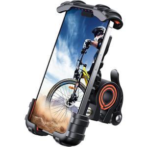 Lamicall Bike Phone Holder, Motorcycle Phone Mount - Motorcycle Handlebar Cell Phone Clamp, Scooter Phone Clip for iPhone 14 Plus/Pro Max, 13 Pro Max, S9, S10 and More 4.7" - 6.8" Smartphone, Orange