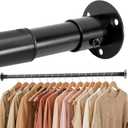 STORAGE MANIAC Closet Rods for Hanging Clothes 17.5 to 45 Inches Heavy Duty Stepless Adjustable Closet Hanging Rod 1.2 Inch Diameter Metal Closet Rod for Wardrobe Bathroom Bedroom Laundry RV, Black