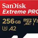 SanDisk 256GB Extreme PRO microSD UHS-I Card with Adapter C10, U3, V30, A2, 200MB/s Read 140MB/s Write SDSQXCD-256G-GN6MA