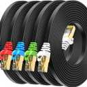 BUSOHE Cat8 Ethernet Cable 5FT 5 Pack Multi Color, Cat-8 Flat RJ45 Computer Internet LAN Network Ethernet Patch Cable Cord, 40Gbps 2000MHz Faster Than Cat7/Cat6/Cat5-5 Feet