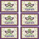 XCHI Happy Mardi Gras Fleur De Lis Iris Masquerade Mask Beads Placemats Set of 6 Table Mats for Party Home Kitchen Dining Table Decorations 12x18 Inch