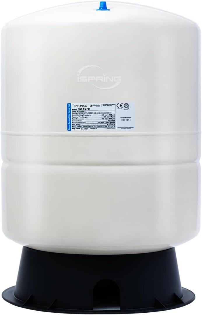 iSpring T11M 11 Gallon Pre-Pressurized Water Storage Reverse Osmosis Systems ro Tank, White