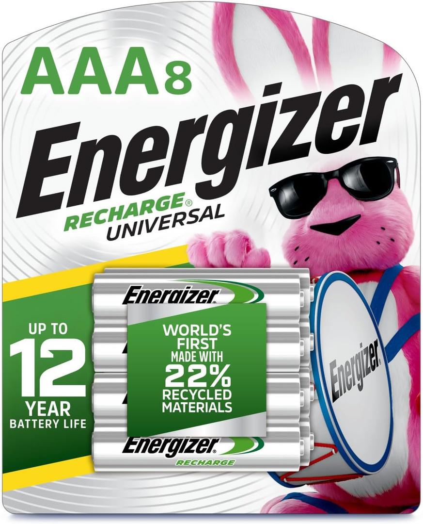 Energizer Recharge Universal Rechargeable AAA Batteries (8 Pack), Triple A Batteries