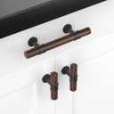 homdiy 10 Pack 3 Inch Wood Cabinet Pulls Black Cabinet Handles Walnut Wood Grain Metal Drawer Pulls for Dresser Cupboard