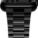 iiteeology Lightweight Stainless Steel Band Designed for Apple Watch 46mm/Ultra 3/Ultra 2/45mm/44mm/42mm(series 3) Replacement iWatch Bands for Men & Women,Jet Black