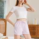 LYCY 2 Pack Womens 100% Cotton Plaid Pajama Shorts Y2k Gingham Cute Pj Short Pants Summer Striped Lounge Sleep Bottoms (Small, Pink Green Stripe+blue Green Plaid)