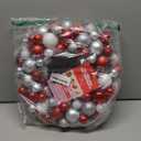 Silipull 14 Inch Christmas Ball Fireplace Tabletop Christmas Decorations Xmas Decorative Ball Ornaments Centerpiece Decor Holiday Table Decorations for Party Decor(Red White Silver)