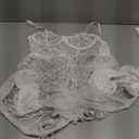 Women Bridal White Lingerie Set with Stocking,Sexy Sheer Lace Bride Wedding Night Honeymoon Babydoll Lingerie (Medium)