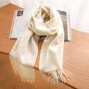 Unisex Winter-Soft-Warm-Chunky-Scarf Cashmere-Feel-Oversized-Shawl-Wraps Plain Solid Color for Men Women (White)