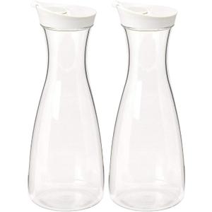 1 Pack - Large White (clear) Plastic Carafe Pitcher -Acrylic -BPA Free -57 oz.(1.7 LT.) - Durable - For Juice - Water - Wine - Iced Tea or Milk- Not Suitable for Hot Drinks - No Stickers! (2)