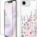 GVIEWIN for iPhone 16e Case with Screen Protector,[Non-Yellowing][Military-Grade Protection] Hard PC&TPU Bumper,Floral Shockproof Protective Clear Phone Case for iPhone 16E 2025(Floratopia/Colorful)