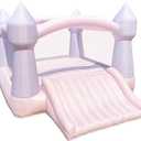 Bounceland Party Castle DayDreamer Cotton Candy Bounce House, 16.4 ft L x 13.1 ft W x 9.3 ft H, Basketball Hoop, UL Blower included, Trendy Pastel Color, Fun Slide & Bounce Area, Castle Theme for Kids