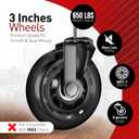RIVEDA Office Chair Caster Wheels Set of 5 - Smooth 3 inch Heavy-Duty Replacement Rubber Wheels for Gaming & Desk Chair - Easy to Install, Suitable for Hardwood Floors, Carpet, Tiles (Black)