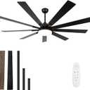 72 Inch Large Size Outdoor Ceiling Fan, Black Ceiling Fans with Lights and Remote, 9 Fan Blades, Dimmable, Reversible, 6-Speeds, 3-Colors Temperature, for Living Room/Office/Patio