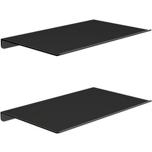 MKO 8" Small Floating Shelves for Wall, Metal Wall Mounted Shelf for Bathroom, Bedroom, Living Room, Kitchen, Little Mini Tiny Display Hanging Shelves for Books/Storage/Room Decor 2 Packs, Black