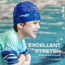 COOLMATE Fabric Swim Cap for Adult Women Men Kid 3 4 6 8 14 16, Silicone Water Resistant Layer, Cloth Swim Cap Gifts for Swimmers, Lightweight for Pool, Lap Swimming (1 pc) (X-Small, Dark Blue - XS)