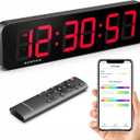 SERPHIX 15.2" Large Digital Wall Clock with Seconds, App & Remote Control, Customizable RGB Colors, Alarms, Stopwatch, Countdown, Timer Clock for Home Gym Living Room Office Garage Decor