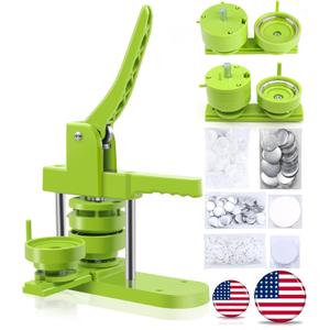 Button Maker Machine Multiple Sizes, Pin Maker Machine 2.25 inch+3 inch, Interchangeable Button-Models Badge Button Press Machine with 200 Sets 58mm+75mm Button Maker Supplies&Circle Cutter