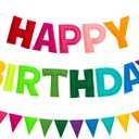 Happy Birthday Banner Rainbow Birthday Felt Garland Banner Personalized Colorful Pennant Flag Banners for Party Decorations