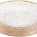 PLASTICPRO 30 Pack Hammered Plastic Plates Heavyweight Disposable Plastic Plates Elegant Clear Hammered Rim Platsic Party Dishes (Hamered Clear With Gold Rim, 7'' INCH PLATES)