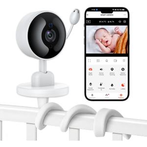Baby Monitor with Camera and Audio, 2K WiFi Indoor Video Baby Camera with Mount, Motion & Cry Detection, Temp & Humidity Sensor, Night Vision, 2 Way Audio, 4 Lullabies, APP Control Baby Monitor with Camera and Audio, 2K WiFi Indoor Video Baby Camera with Mount, Motion & Cry Detection, Temp & Humidity Sensor, Night Vision, 2 Way Audio, 4 Lullabies, APP Control