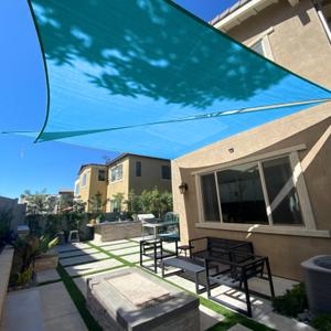 SUNLAX Sun Shade Sail 14' x 14' x 14' Turquoise Blue Triangle Canopy Sail Shade Cover UV Block Permeable Sunshade Outdoor for Patio Backyard (We Make Custom Size)