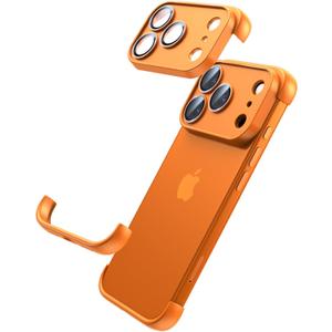 for iPhone 17 Pro Frameless Bumper Case with Camera Lens Protector, Compatible with MagSafe, Minimalist Slim Fit No Back No Frame Design TPU Bumper Excellent Heat Dissipation (Orange)
