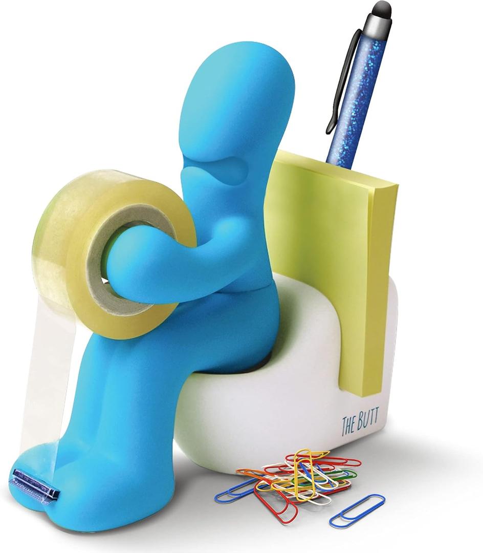 The Butt Tape Dispenser  Funny Gifts for Men  Weird Stuff, Desk Accessories for Men - Novelty, Fun Office Supplies Gag Gifts for Men - Teacher Gifts Boss Gifts for Men - Going Away Gift for Coworker (Blue)