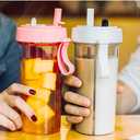 YYDSJFM Creative Water Cup,One Cup of Two Different Drinks Two Straws Couple Outdoor 600ml Drinking Cup for Camping Hiking Backpacking Travel Office