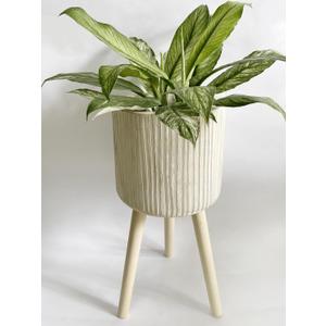 RISEON Handmade Mid Century Modern Wood Planter, Rustic Indoor Flower Pot Plant Stand,Large Floor Planter (Large B)