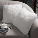 NordECO HOME Luxury Soft Faux Fur Fleece Cushion Cover Pillowcase Spring Decorative Throw Pillows Covers, No Pillow Insert, 16" x 18" Inch, White, 2 Pack