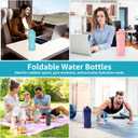 Silicone Collapsible Water Bottles,Lightweight Reusable Leakproof For Traveling Camping Hiking Cycling Sports Outdoor,Foldable Portable Travel Water Bottle 600ML Dark Blue 1Pack.