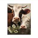 Cow Pictures Farmhouse Animal Print Framed Painting With Flower Poster 16x24 Inches