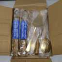 Mwellewm 17Pcs Serving Utensils, Gold Stainless Steel Serving Spoons, Slotted Spoon, Fork, Tongs, Cake Pie Server, Soup Spoon, Metal Buffet Banquet Cutlery Set for Parties Entertaining Catering