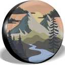 Camper Spare Tire Cover Mountain Adventure Wheel Protectors Tyre Covers Weatherproof Wheel Covers Universal Fit for Trailer Rv SUV Truck Camper Travel Trailers 14"