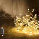 Fairy Lights 10 Feet 200 LEDs Cluster Lights Waterproof Firecracker String Light UL Plug Power Supply with Remote 8 Lighting Modes for Ceiling Bedroom Wreath Wedding Christmas, Warm White
