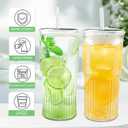 Luiaiog Glass Cups with Lids and Glass Straws, High Borosilicate 20OZ Tumblers (2Pcs) for Coffee, Tea, Juice, Smoothies, Hot/Cold Drinks at Home, Office, 20.3 Ounces