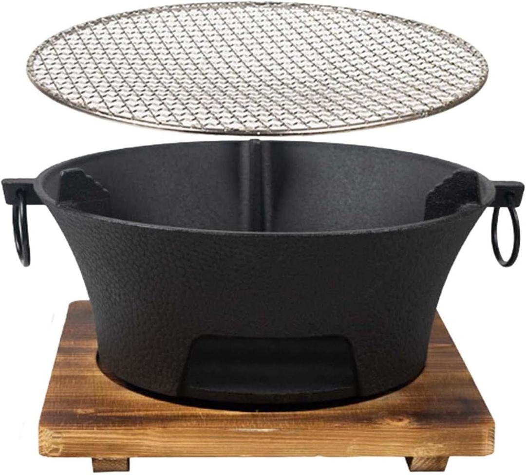 Round Seasoned Cast Iron Charcoal Hibachi Grill