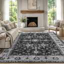 Litopyo 8x10 Washable Non-Slip Area Rug for Living Room(Black and White)