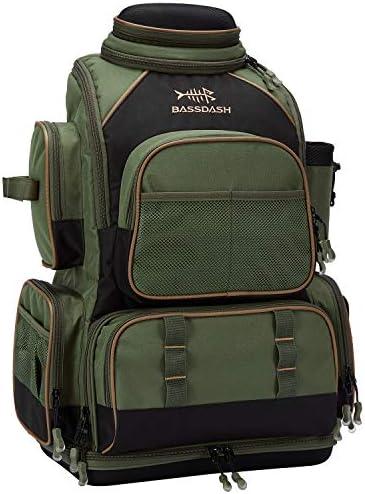 BASSDASH Fishing Tackle Backpack Water Resistant Tactical Bag Soft Tackle Box with Rod Holder and Protective Rain Cover