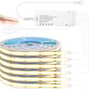 COB LED Strip Light Kit-6pcs 6.56FT Self-Adhesive LED Light Parallel with Dimmable Touch Sensor Switch, Led Light Strip for Wood Slat Wall Panels, Home Decor, Under Cabinet Strip Light (Warm White)