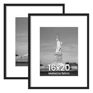 ENJOYBASICS 16x20 Picture Frame, Wall Gallery Frames Set of 2, BlackFit 16 x 20 Posters, Horizontal or Vertical Hanging, Gift for Family, Wedding, Christmas, Wall Decor for Dorm