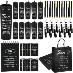 Paterr 60pcs Employee Appreciation Gifts Include 12 Employee Appreciation Cups with Straws 12 Notebook 12 Inspirational Pens 12 Thank You Paper Bags 12 Silicone Keychains for Team Colleagues