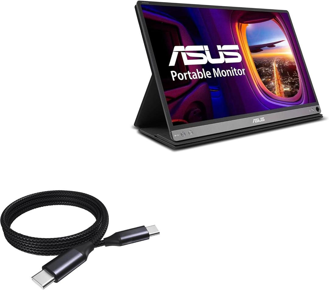 BoxWave Cable Compatible with ASUS MB16AC - DirectSync PD Cable (3ft) - USB-C to USB-C (100W), Type C Braided Charge and Fast Sync - Jet Black