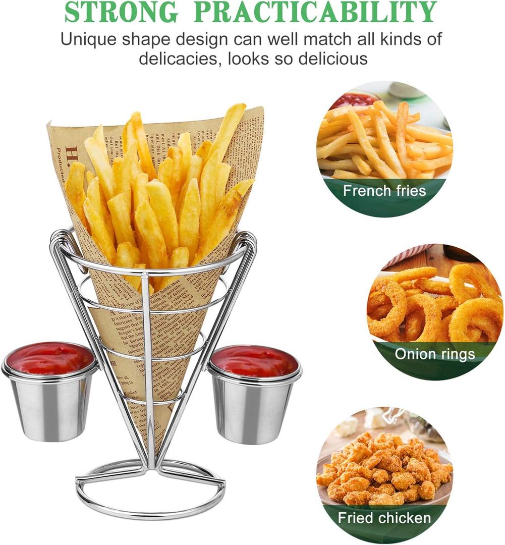Hemoton  French Fries Stand Fish and Chips Basket Holders Snack Appetizer Serving Rack Food Display Wire Stands for Kitchen Restaurant Buffet