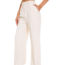 FUNYYZO Wide Leg Pants Women's High Elastic Waisted in The Back Business Work Trousers Long Straight Suit Pants, Size Medium