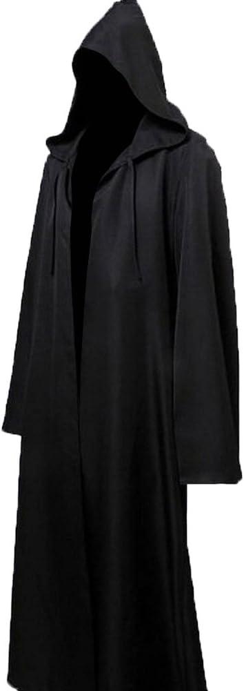 Joyshop Men & Kids Tunic Hooded Robe Halloween Cosplay Costume Robe Cloak Cape (Large, Adult Black)